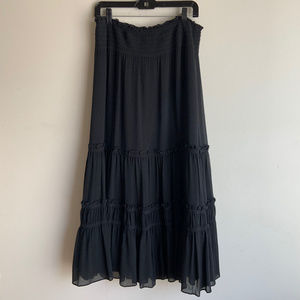 Black Ruffle Maxi Skirt